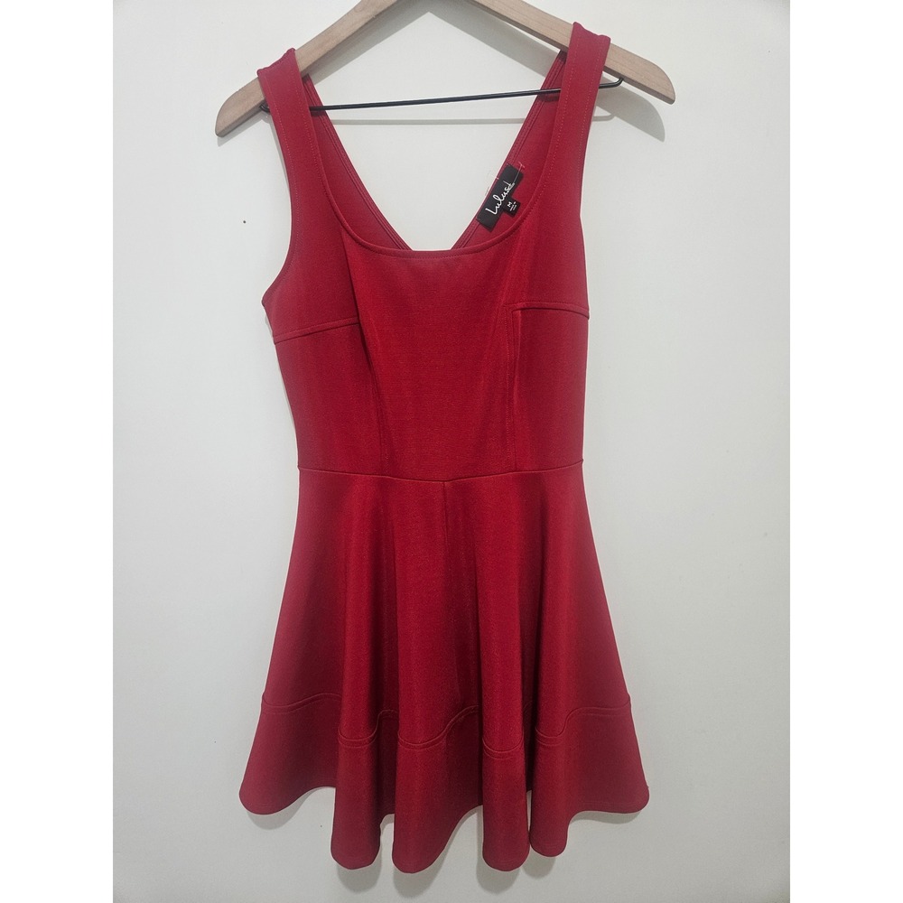 Lulus Red Sleeveless Fit and Flare Skater Mini Dress V-Neck Size M